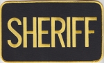SHERIFF Medium Gold on Black Back Panel Patch 8 X 5